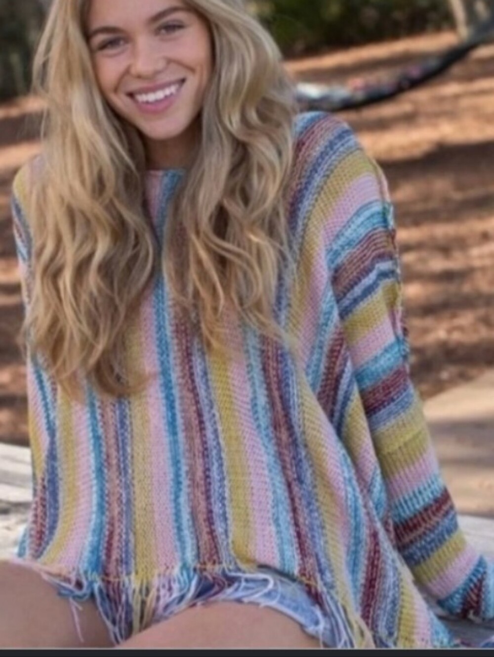 Natural Life bohemian fringe Knit sweater S/M
